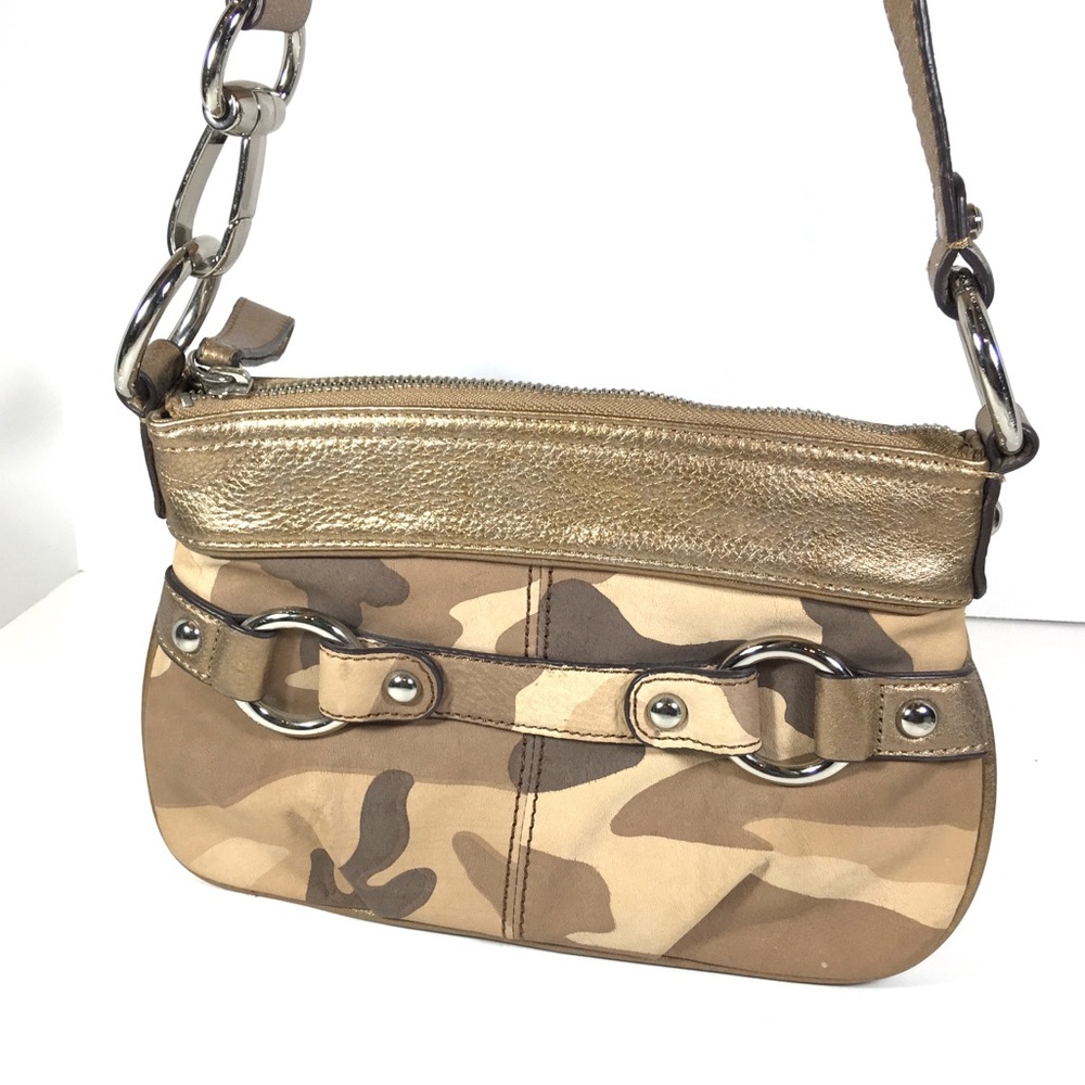 B. Makowsky Tan Camo Crossbody